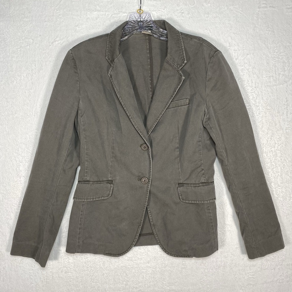 J Crew Dark Gray 2 Button Cotton Blazer Casual Jacket Womens Size 8 Preppy